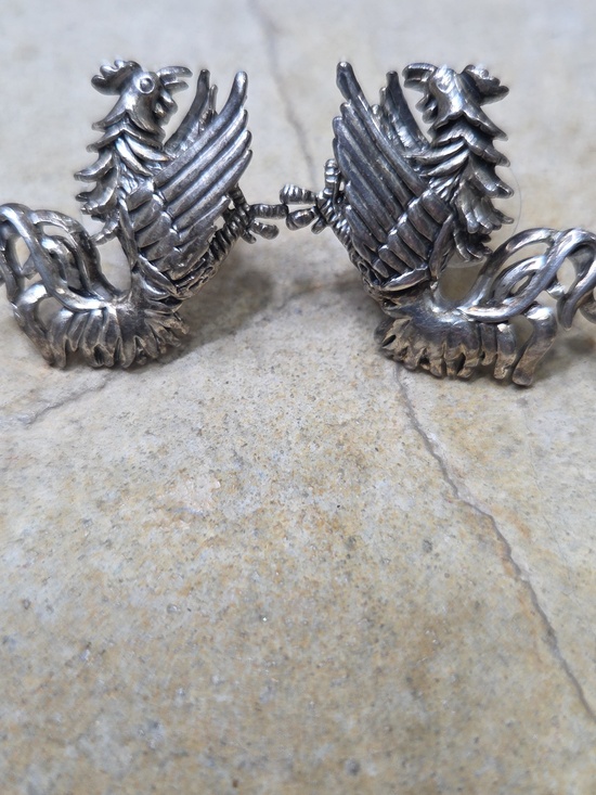 Jewelry - MJ Silver Phoenix firebird Dragon Earrings - Rare